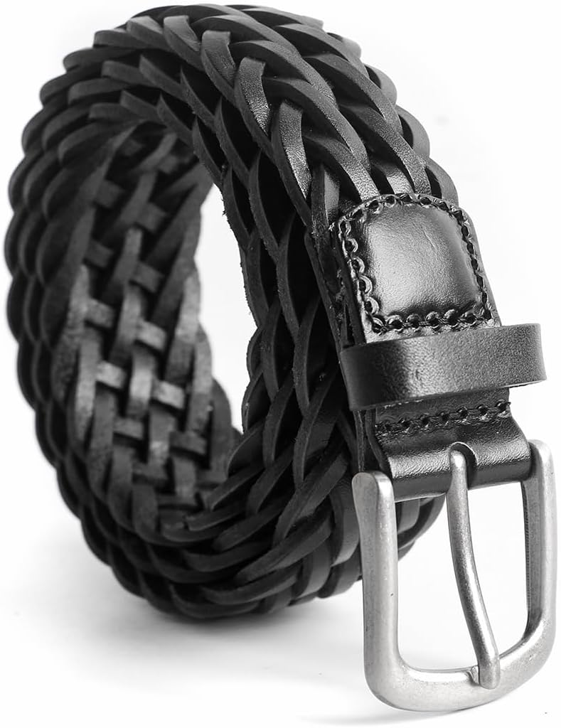 Braided belt Casual pin buckle First layer cowhide hollow hand woven belt - Image 2