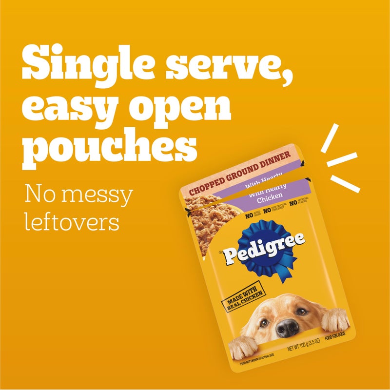 Pedigree Chopped Ground Dinner Adult Soft Wet Dog Food 18-Count Bacon Filet Mignon Variety Pack, 3.5 oz. Pouches - Image 5