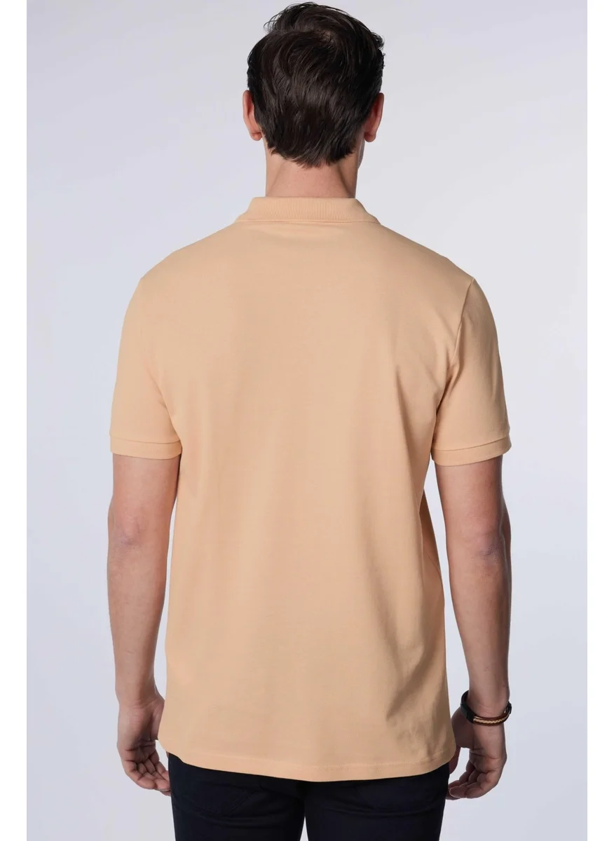 تودورس Men's Slim Fit Narrow Cut Cotton Plain Pique Cream Polo Collar T-Shirt