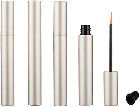 UPSTORE 4Pcs 5ml Empty Aluminum Eyeliner Tubes Refillable Eyelash Growth Liquid Bottle Plastic Eyeliner Vials Tube with Brush Eyelash Serum Bottle for DIY Eyelash Growth Oil - Image 1