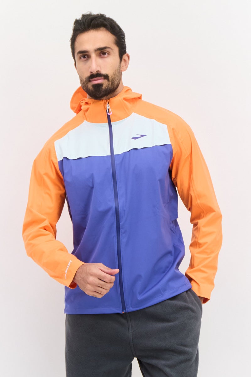 Brooks جاكيت رياضي للرجال بأكمام طويلة مناسب للخارج، برتقالي - Image 1