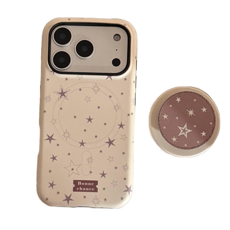 MagSafe iPhone 14 Plus Case Protective Film for iPhone 14 14 Plus 14 Pro 14 Pro Max with Graffiti Star Pattern and Kickstand in Black - Image 1