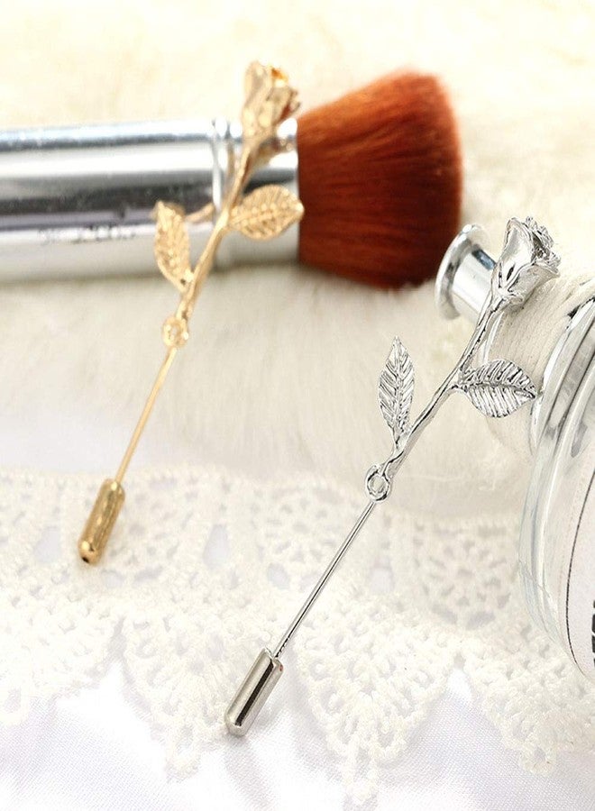 MINGHUA Fashion Men Rose Floral Lapel Stick Brooch Pin Suit Tuxedo Corsage Accessory (Silver) - Image 5