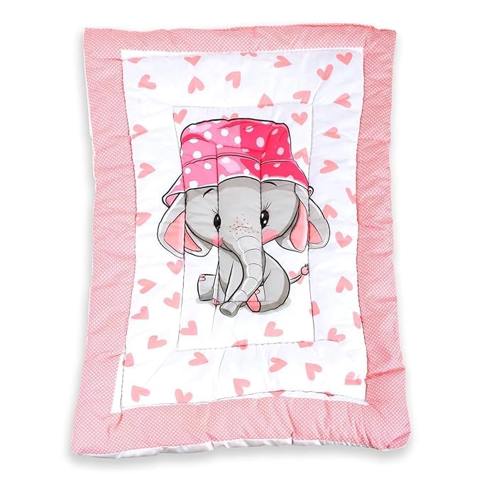 Sunhet Newborn Baby Pom Pom Cotton Baby Bed, Kids Soft Cushioned gaddi, Godari, Crib Sheet, Changing Mat Godadi, Cradle Bed, Quilt Bedding Set Mattress Lightweight 0 to 2 Years - Image 4