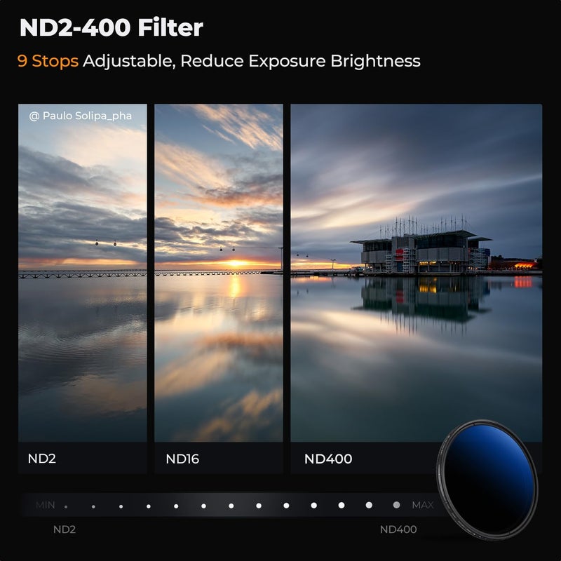Elegant appearance 77mm UV/CPL/ND2-400 Lens Filters Kit (3 PCS)-18 Multi-Layer Coatings, UV + Polarizer + Variable ND Lens Filters Kit (1-9 Stops) + Cleaning Cloth+ Filter Pouch for Camera Lens (K-Series) Budget global standard quality - Image 5