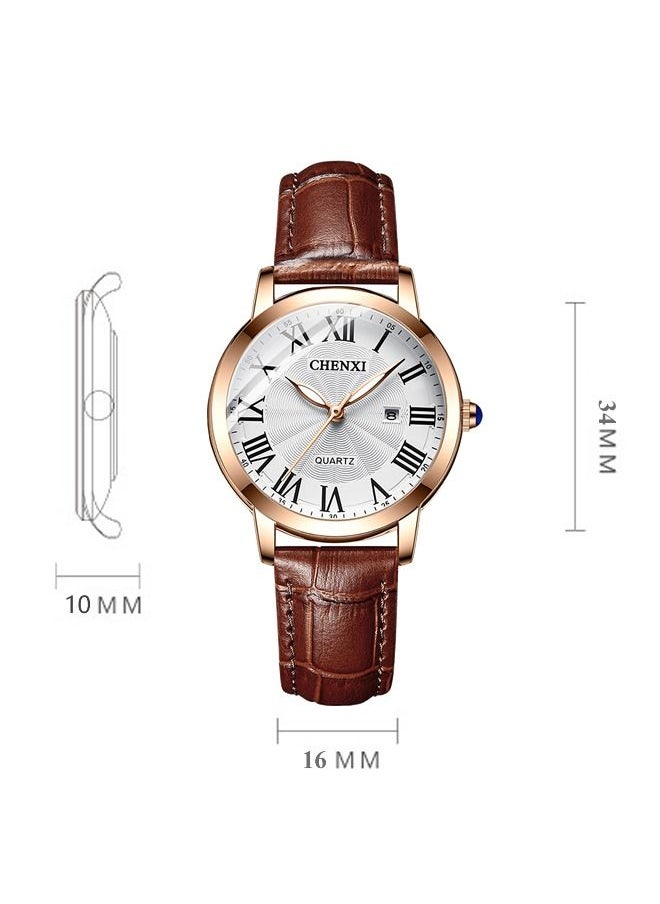 Chenxi - Women's Classic Wrist Watch  Gold/Brown - Image 1
