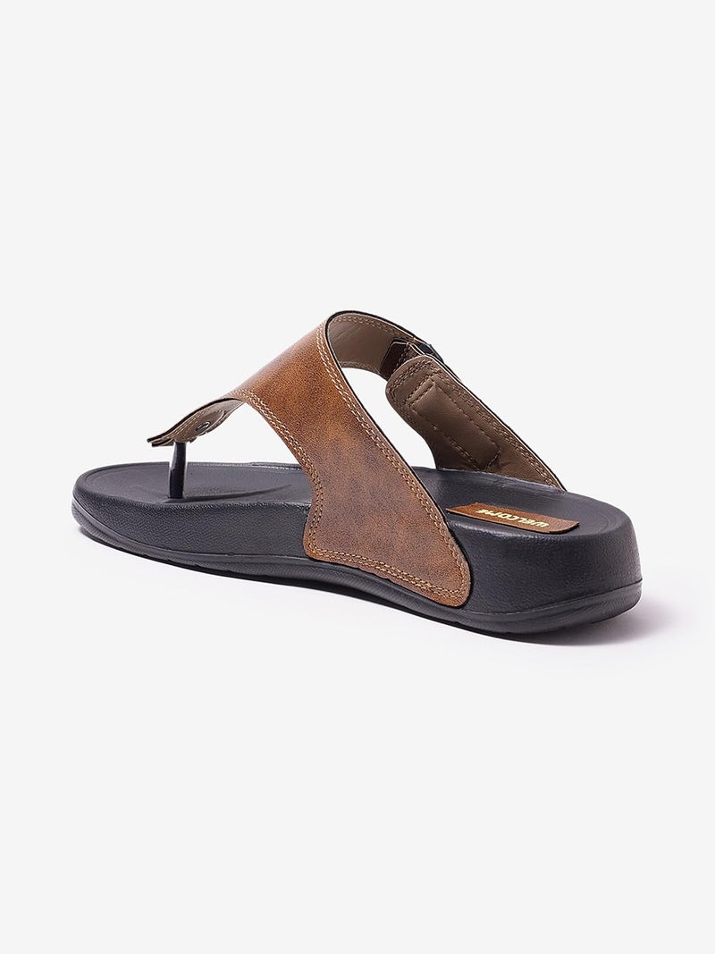 WELCOME Soft Men's Slippers with Cushion FootBed for Adult | Comfortable & Light Weight | Stylish & Anti-Skid | Waterproof & Regular Flip Flops for Gents/Boys, M-GLF-21-BLK-TAN_8 - Image 5