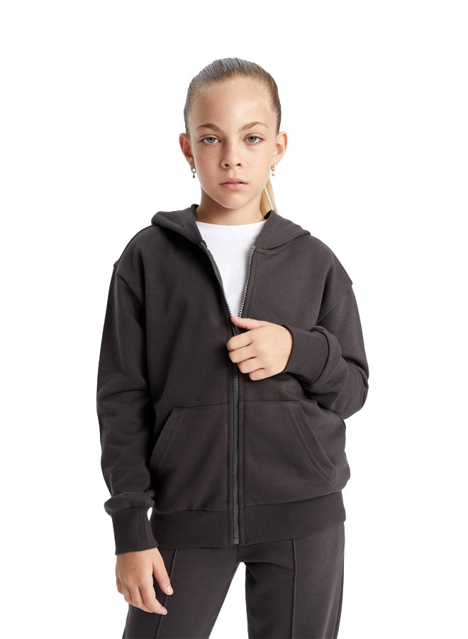 DeFacto Girl Regular Fit Hooded Long Sleeve Knitted Cardigan - Image 4