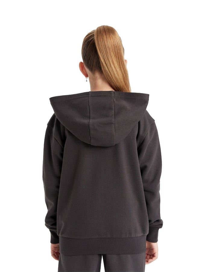 DeFacto Girl Regular Fit Hooded Long Sleeve Knitted Cardigan - Image 5