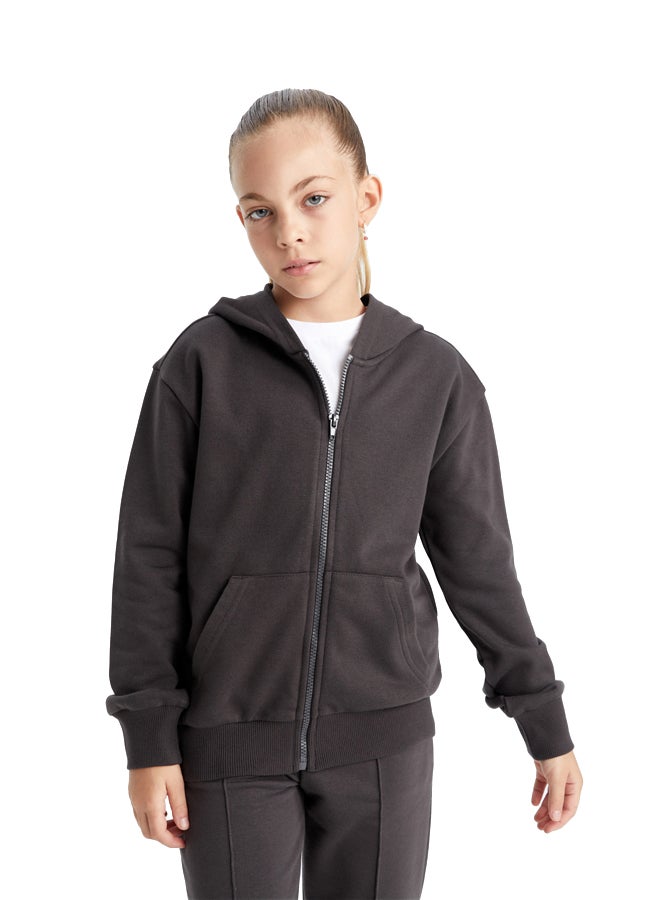 DeFacto Girl Regular Fit Hooded Long Sleeve Knitted Cardigan - Image 2