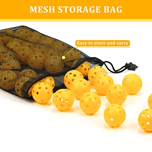 Bac-kitchen 50 Pack Plastic Golf Balls Practice Limited Flight Golf Training Ball Hollow Swing Practice Indoor Balls with Mesh Drawstring Bag for Backyard Driving Range or Outdoor (Yellow) - Image 4