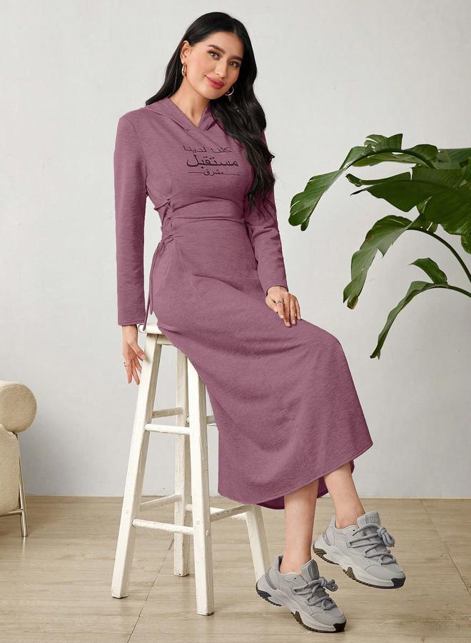 تايك تو فستان ميدي بياقة هودي وأربطة - Image 4