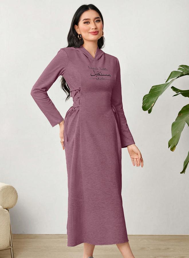 تايك تو فستان ميدي بياقة هودي وأربطة - Image 5