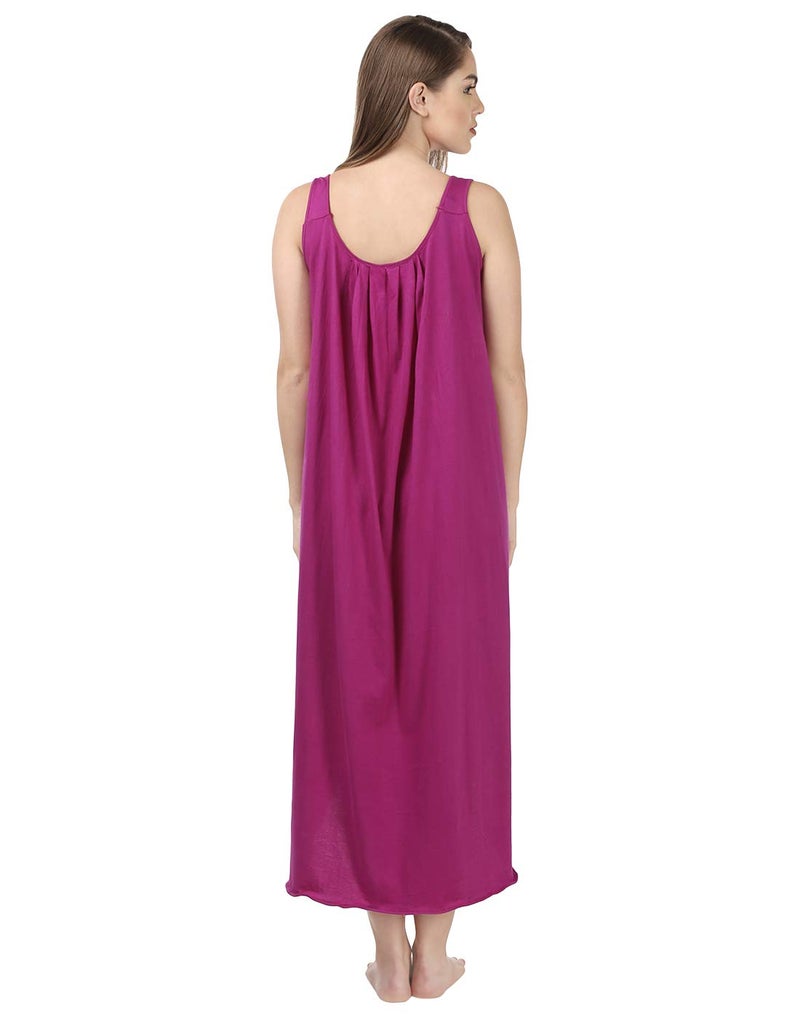 BLAZON Women's Cotton Hosiery Solid Maxi Dreams Nighty Slip (Vivid Violet, XXL) - Image 3