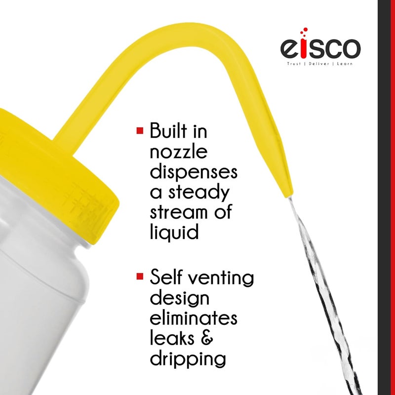 EISCO Wash Bottle for Isopropanol, 500ml - Labeled with Color Coded Chemical & Safety Information (4 Colors) - Wide Mouth, Self Venting, Low Density Polyethylene Labs - Image 5