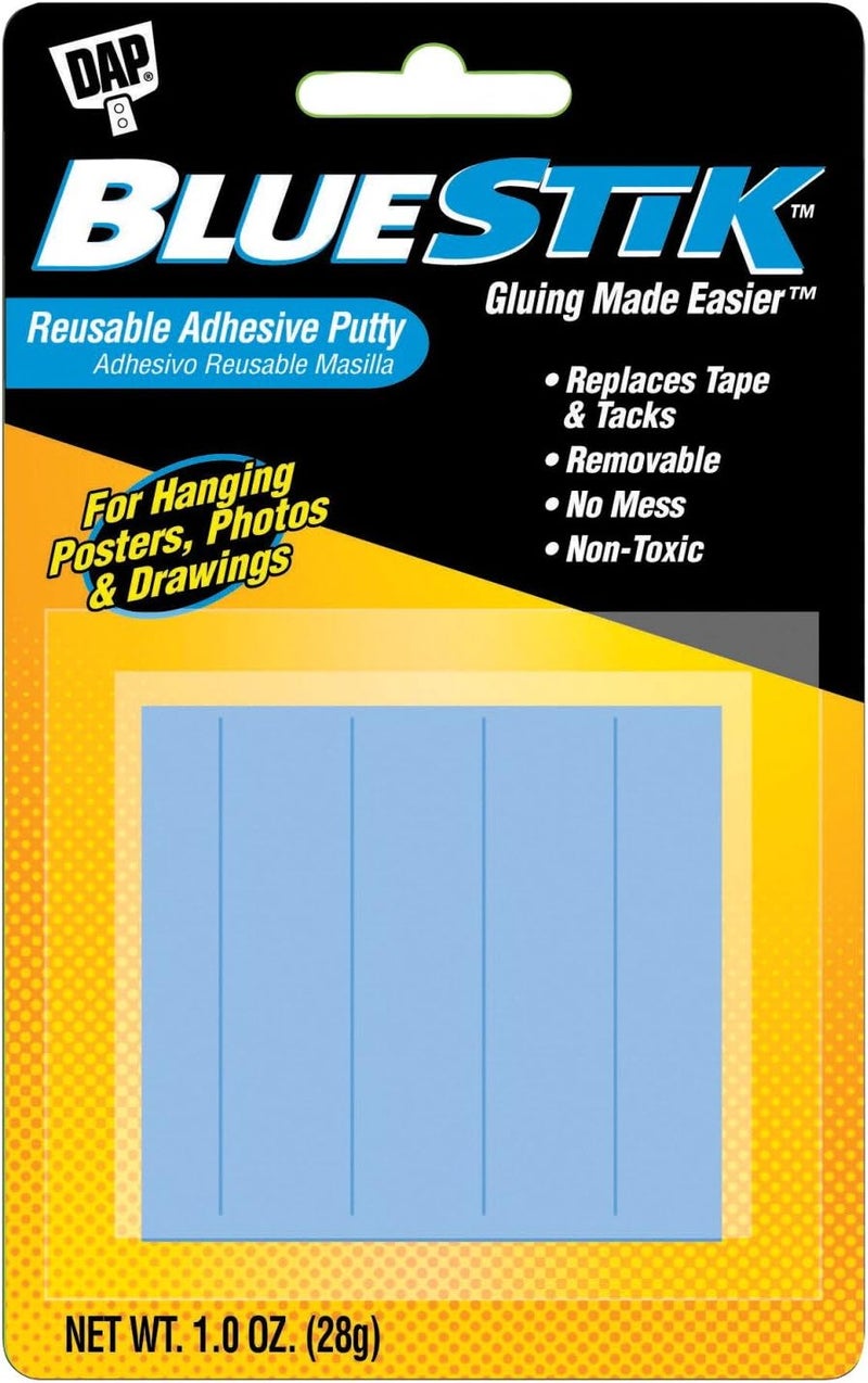 DAP Blue Stik Reusable Adhesive Putty - 1 Ounce Pack for Hanging Posters, Photos, and Drawings - Image 1