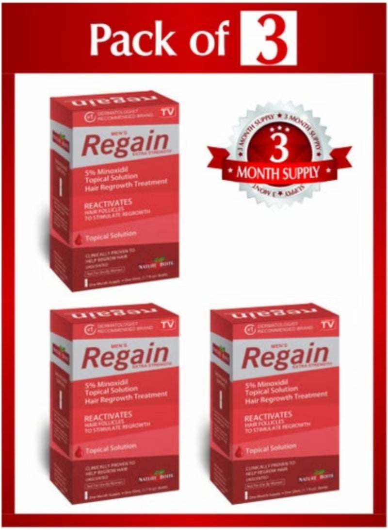 AS SEEN ON TV ريغين للرجال يحتوي على محلول علاج مينوكسيديل عبوة من 3