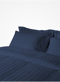 Master Home Textile Microfiber Hotel Duvet Cover Sets, Fits 160 cm x 200 cm Size Bed, 4 Pcs Queen Size, Hotel Stripe Pattern  - Image 1