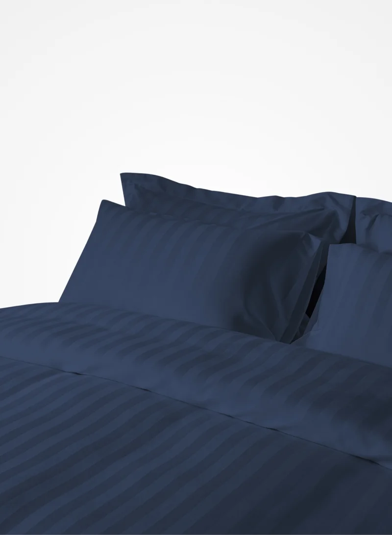 Master Home Textile Microfiber Hotel Duvet Cover Sets, Fits 160 cm x 200 cm Size Bed, 4 Pcs Queen Size, Hotel Stripe Pattern