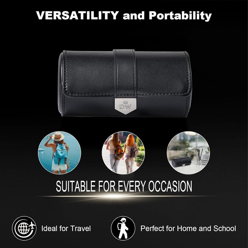 DUKWIN Vegan Leather Watch Roll Traval Case Box with 1 Slots with Removable Pillows and Microfibre Fleece Interior, Portable Watch Display Organizer for Watches/Bracelets for Men & Women - Image 3