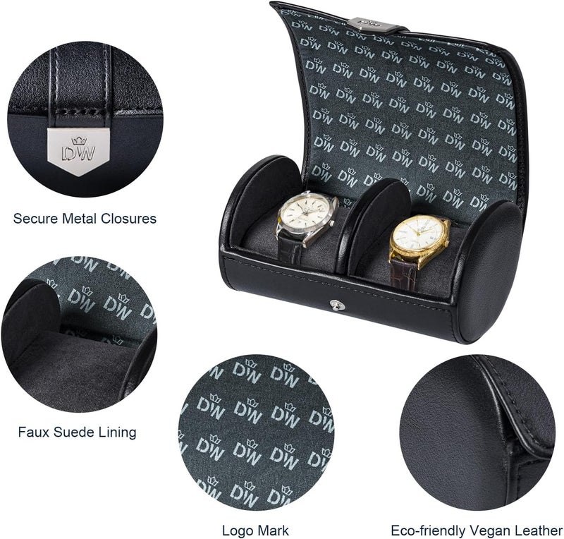 DUKWIN Vegan Leather Watch Roll Traval Case Box with 1 Slots with Removable Pillows and Microfibre Fleece Interior, Portable Watch Display Organizer for Watches/Bracelets for Men & Women - Image 2