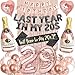 PartyForever زينة حفلة عيد الميلاد 29 للنساء مجموعة مستلزمات باللون الوردي الذهبي مع لافتة العام الماضي في العشرينات ووشاح يتضمن 29 بالون رقم عيد الميلاد لها - Image 3