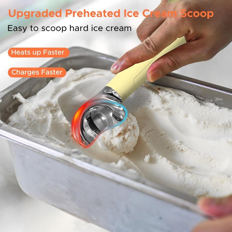 Laudtec Heated Ice Cream Scoop, Rechargeable Electric Warming Scooper, Heats to 158F for Hard Ice Cream, IP67 Waterproof, Easy for Seniors & Kids (White) - Image 2