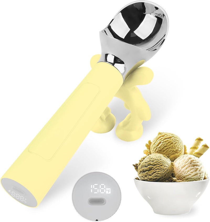 Laudtec Heated Ice Cream Scoop, Rechargeable Electric Warming Scooper, Heats to 158F for Hard Ice Cream, IP67 Waterproof, Easy for Seniors & Kids (White) - Image 1