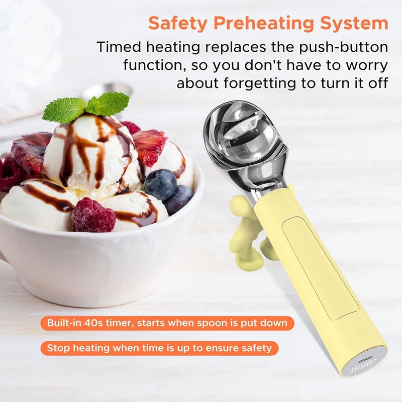 Laudtec Heated Ice Cream Scoop, Rechargeable Electric Warming Scooper, Heats to 158F for Hard Ice Cream, IP67 Waterproof, Easy for Seniors & Kids (White) - Image 4