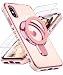 Liufcx for iPhone XXS Love Heart Kickstand Case with 2X Screen Protector Luxury Plated Gold Edge Slim Soft TPU Shockproof Protection Case Cover for iPhone XXS 58 Pink - Image 2