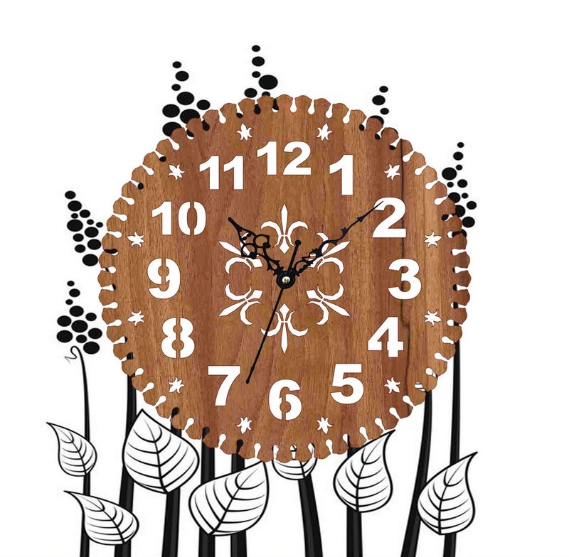 ADK 12 Inch Wooden MDF English Numeral Trendy Analog Wall Clock Without Glass Brown 30Cm X 30Cm 36 - Image 3