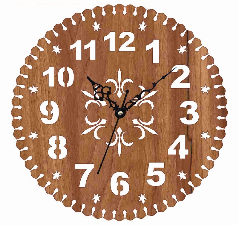 ADK 12 Inch Wooden MDF English Numeral Trendy Analog Wall Clock Without Glass Brown 30Cm X 30Cm 36 - Image 1