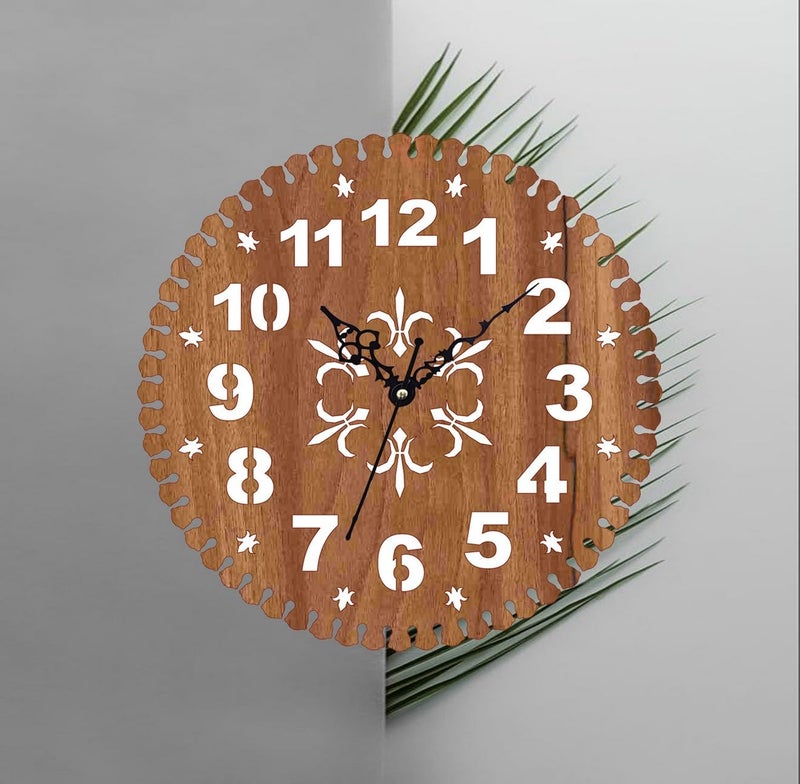 ADK 12 Inch Wooden MDF English Numeral Trendy Analog Wall Clock Without Glass Brown 30Cm X 30Cm 36 - Image 5