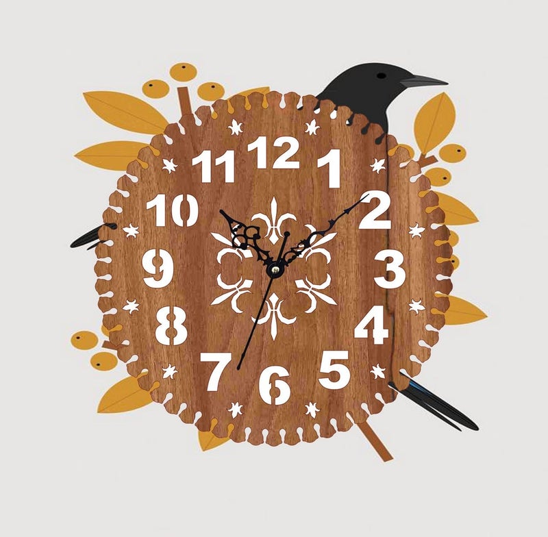 ADK 12 Inch Wooden MDF English Numeral Trendy Analog Wall Clock Without Glass Brown 30Cm X 30Cm 36 - Image 4
