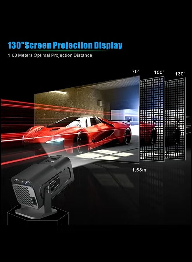 Mini Andorid Portable Projector, Natvie 1080P Smart Projector FHD 4K Supported 300 ANSI Lumens With Wifi 6, Auto Keystone 180 Degree Rotation Home Theater Outdoor Video Projector PROJ-WO-88-AN Black  - Image 2