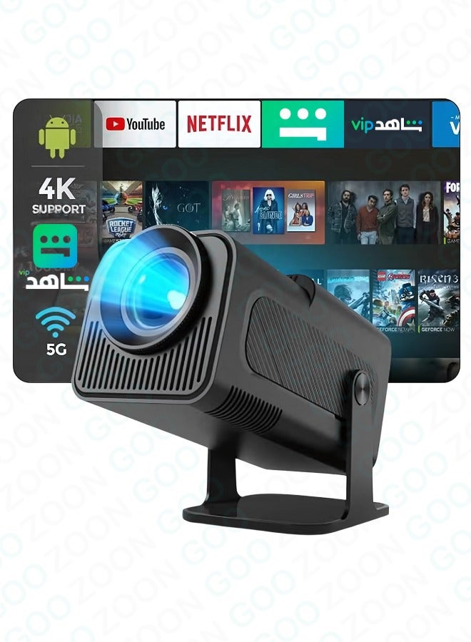 Mini Andorid Portable Projector, Natvie 1080P Smart Projector FHD 4K Supported 300 ANSI Lumens With Wifi 6, Auto Keystone 180 Degree Rotation Home Theater Outdoor Video Projector PROJ-WO-88-AN Black  - Image 1