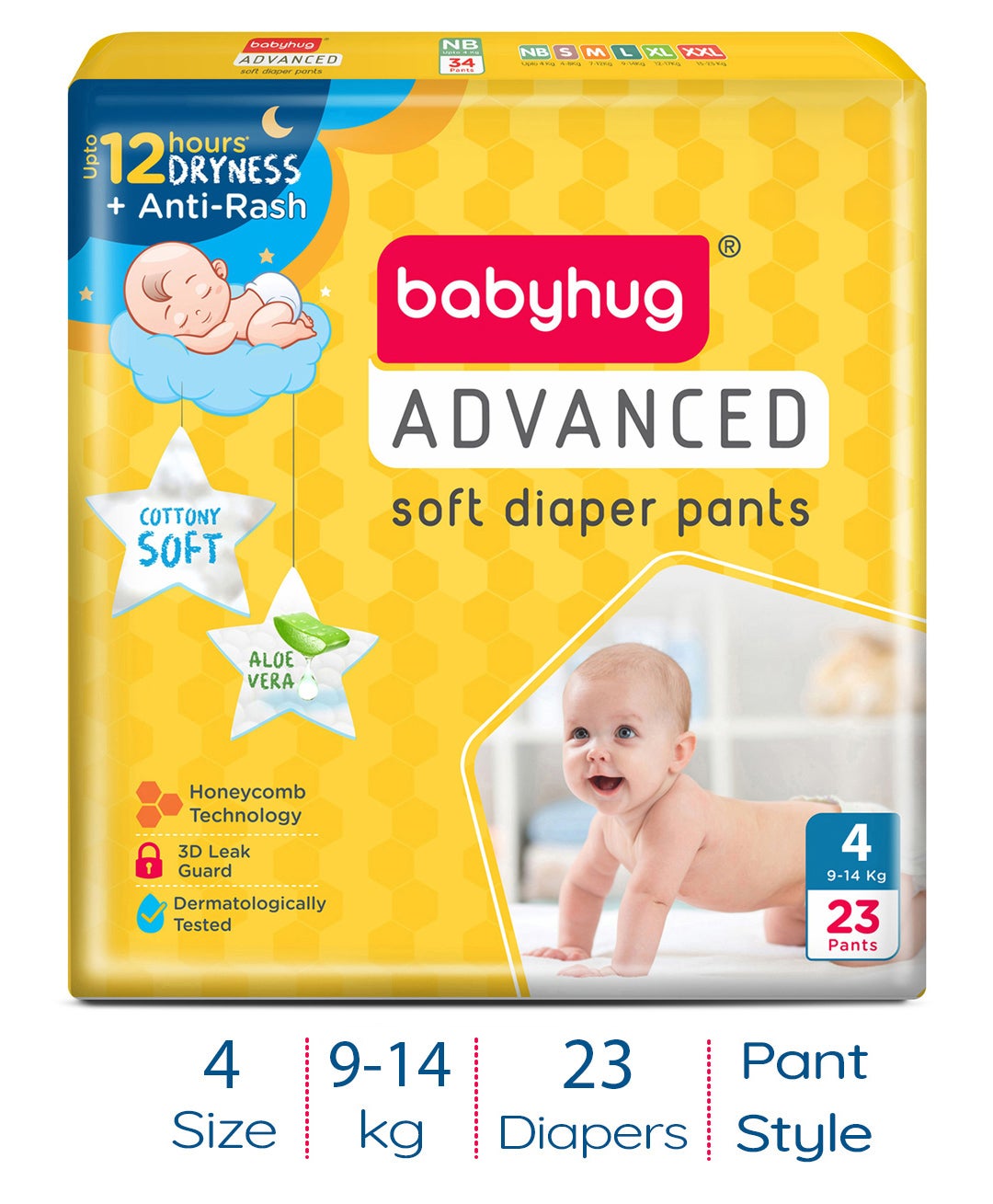 Babyhug Advanced Soft Pant Style Diapers, Size 4 - 23 Pieces