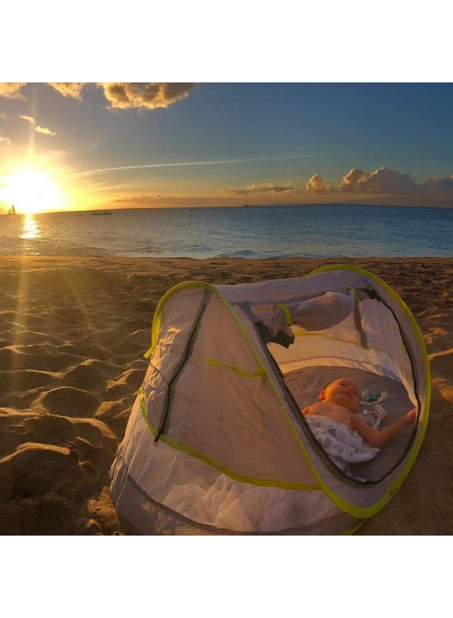 Baby Beach Tent with Mosquito Net – Portable Pop-Up Sun Shelter with UPF 50+ Protection, Foldable Travel Bed with 2 Pegs, Ultralight for Infants & Toddlers