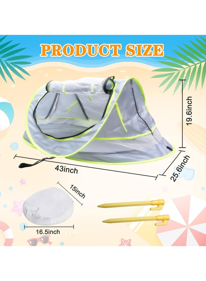 Baby Beach Tent with Mosquito Net – Portable Pop-Up Sun Shelter with UPF 50+ Protection, Foldable Travel Bed with 2 Pegs, Ultralight for Infants & Toddlers