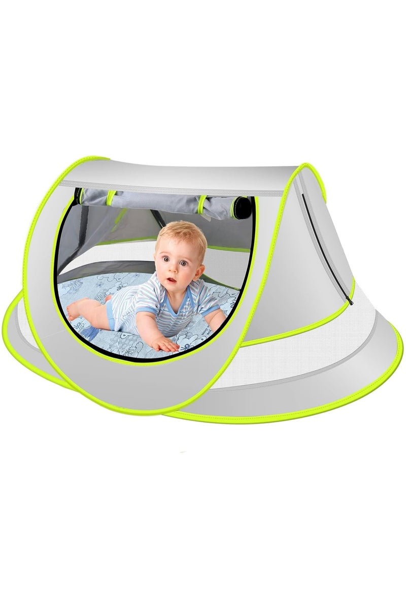 Baby Beach Tent with Mosquito Net – Portable Pop-Up Sun Shelter with UPF 50+ Protection, Foldable Travel Bed with 2 Pegs, Ultralight for Infants & Toddlers