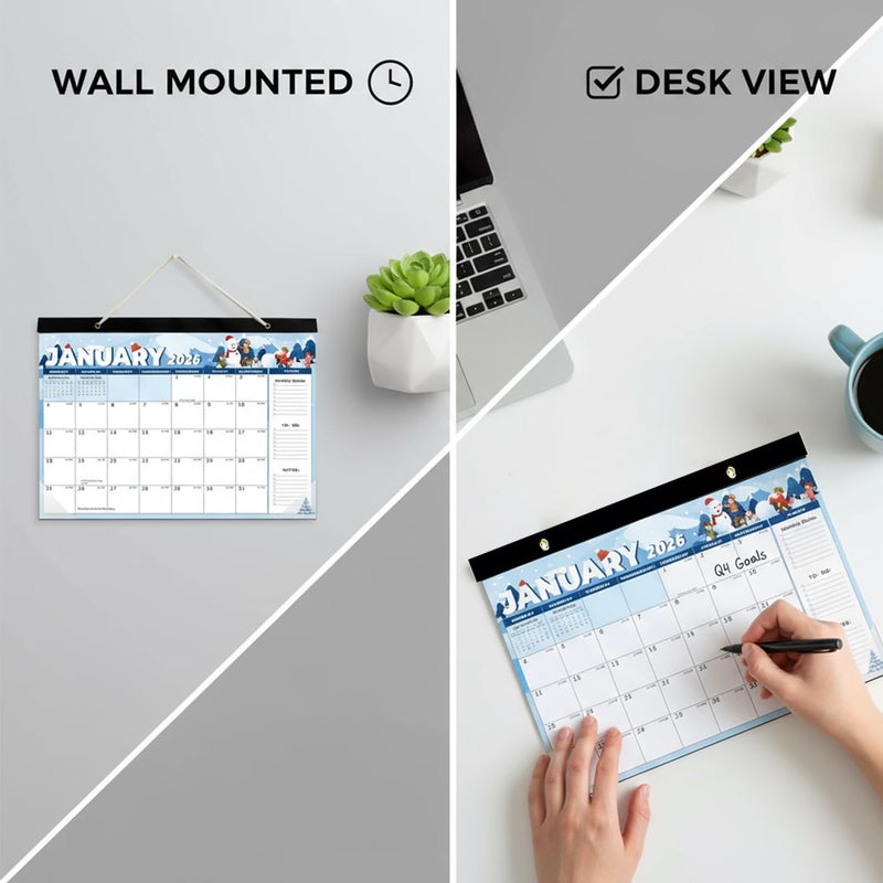 Amanbo Desk Calendar 2026, 18 Months Calendar Runs from January 2026 to June 2027 - Large 17" x 12" Desktop/Wall Monthly Calendar for Home School, or Office - Image 5