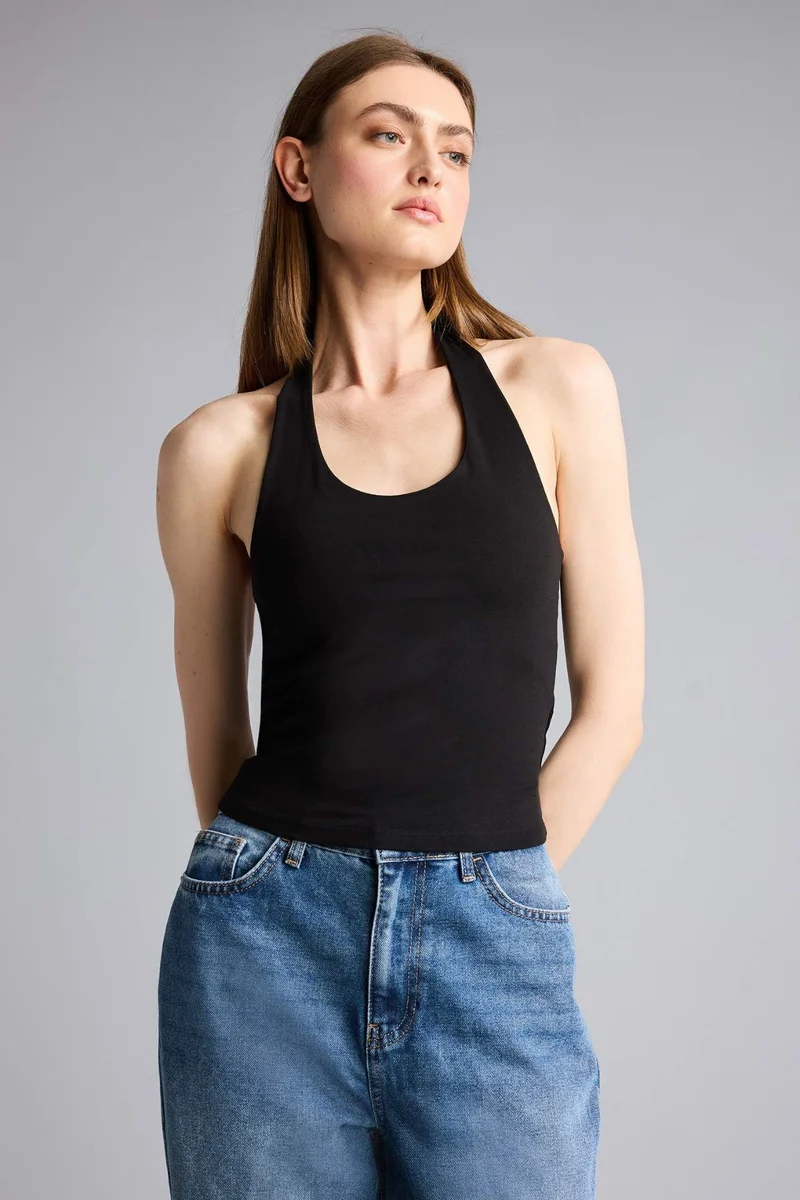 DeFacto Slim Fit Halter Collar Tank Top