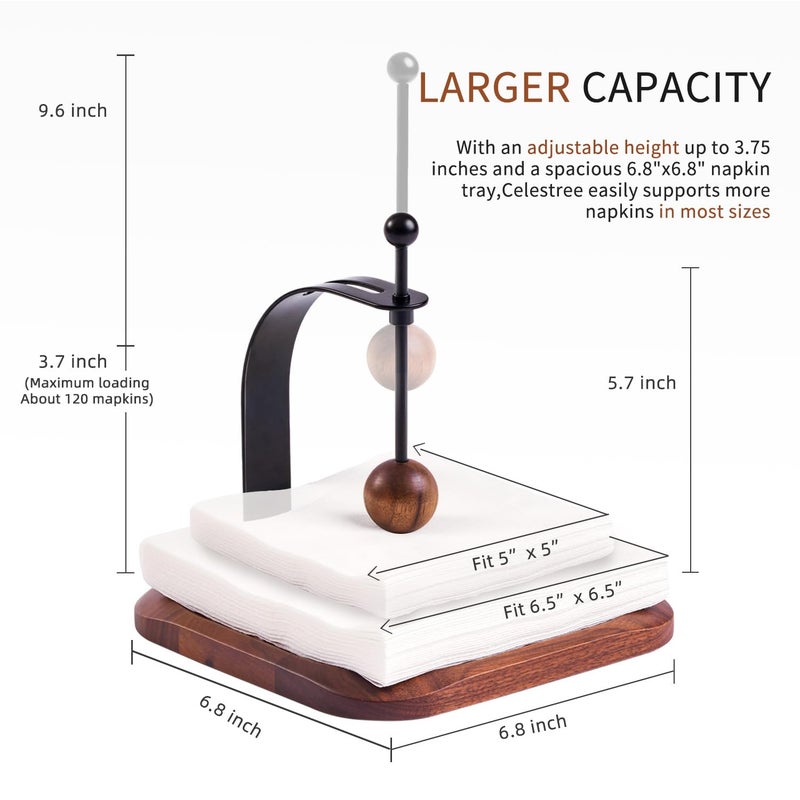 Celestree Napkin Holder for Table - Wooden Cocktail Napkin Holder Weighted Windproof, North American Walnut Napkin Holders for Paper Napkins, Handcrafted for Kitchen Bar Outdoor Partyï¼ˆGift Readyï¼‰ - Image 2