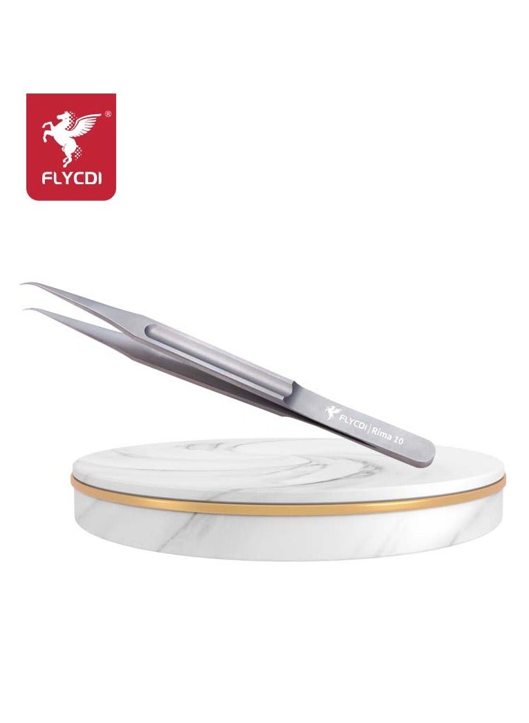flycdi High-Precision Titanium Alloy Curved Tip Jumper Tweezers - Image 1