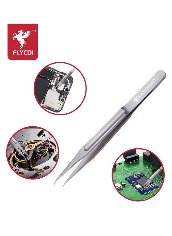 flycdi High-Precision Titanium Alloy Curved Tip Jumper Tweezers - Image 2
