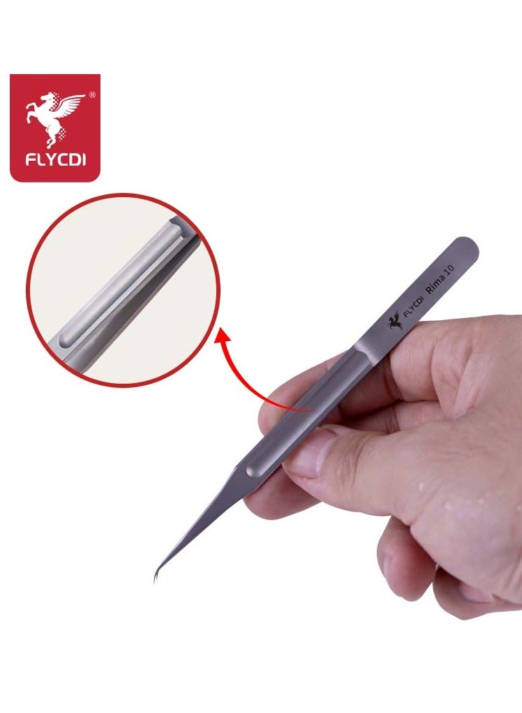 flycdi High-Precision Titanium Alloy Curved Tip Jumper Tweezers - Image 4