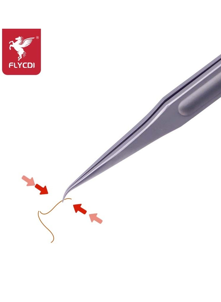 flycdi High-Precision Titanium Alloy Curved Tip Jumper Tweezers - Image 5