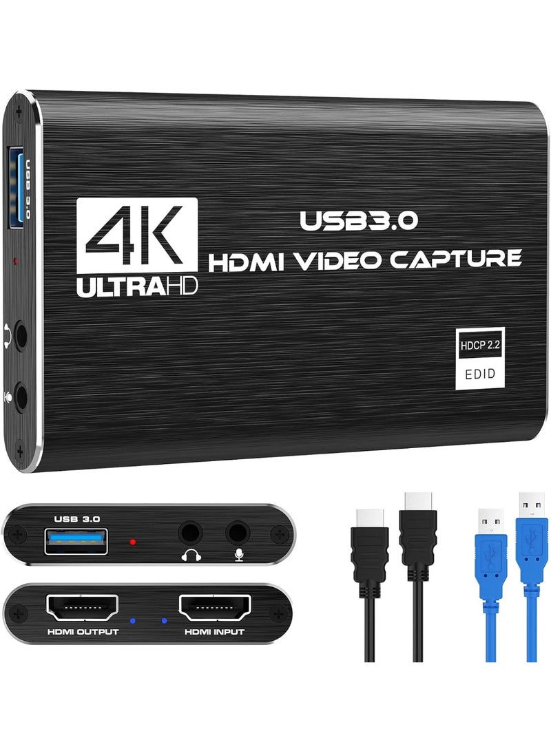 بطاقة التقاط فيديو وصوت 4K HDMI USB 3.0، دقة Full HD 1080P لتسجيل الألعاب والبث المباشر - Image 1