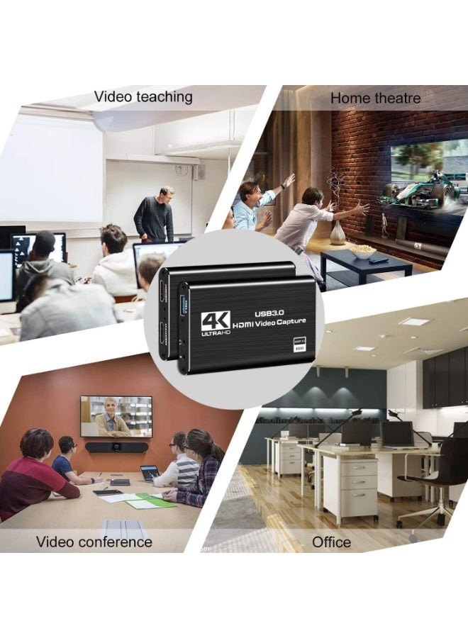 بطاقة التقاط فيديو وصوت 4K HDMI USB 3.0، دقة Full HD 1080P لتسجيل الألعاب والبث المباشر - Image 4