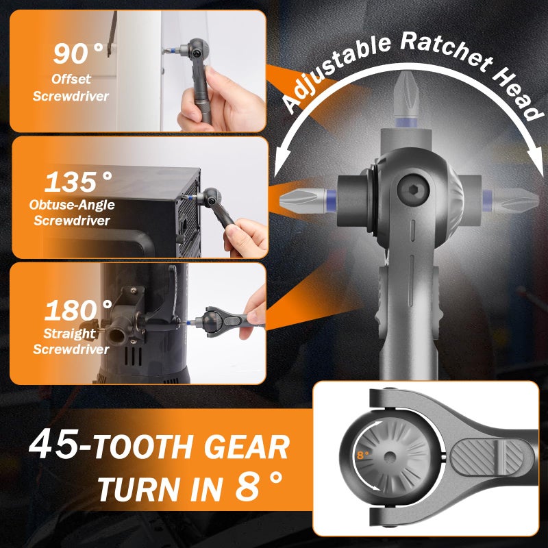 BoxedHome 40 in 1 Magnetic Ratchet Screwdriver Set, Multi Bit Screwdriver Kit with 180Â° Adjustable Handle, S2 Bits and CR-V Socket Sets, Portable Tools for Computer, Electronics, Bike and Home Repair - Image 5